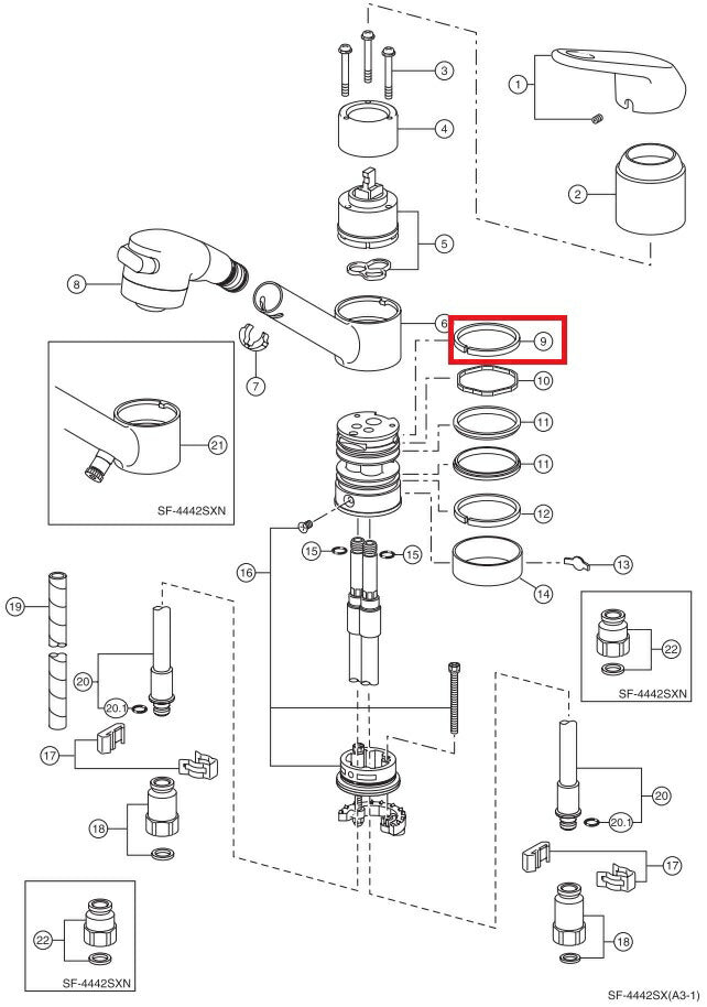 水栓部品 SF-C442SX系自在ワッシャー 18-232