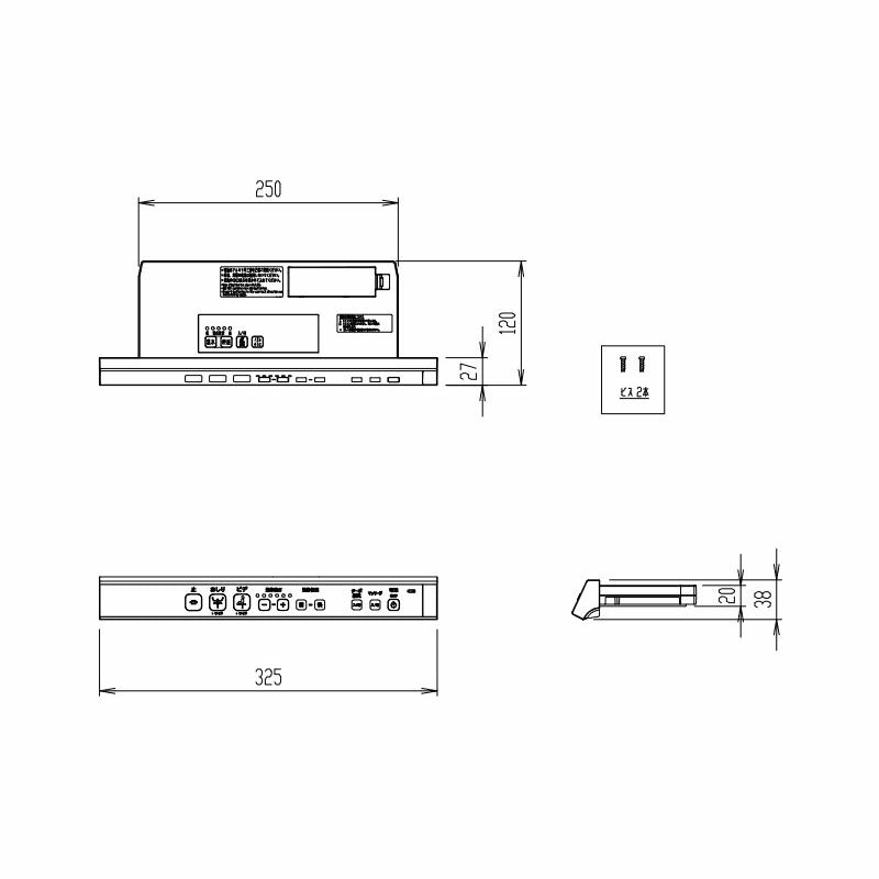 シャワートイレ リモコン DT-ZA251-R・ZA281-Rタイプ用(インテリアリモコン)、電池・ビス・インテリアリモコン施工説明書付 354-1688-MSET