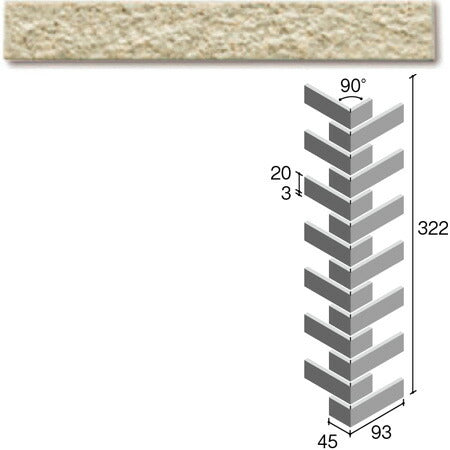 ニッタイ工業株式会社 外装壁タイル フレーバー(接着剤張り工法) FL203/2BRM ボーダー曲り(ユニット)(接着)