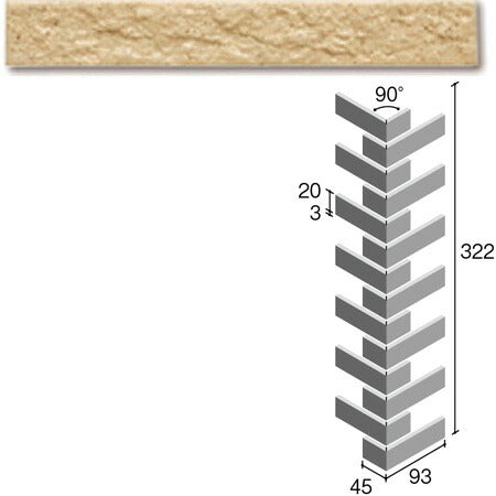 ニッタイ工業株式会社 外装壁タイル フレーバー(接着剤張り工法) FL203/4CRM ボーダー曲り(ユニット)(接着)