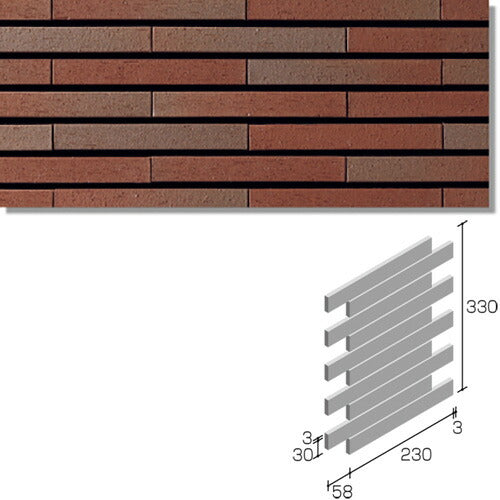 ニッタイ工業株式会社 外装壁タイル グラデボーダー(接着剤張り工法) GD-6RU-30 ボーダー1/4レンガ張り(ユニット)<準>