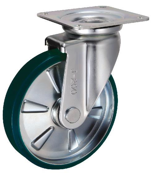 岐阜産研工業(ウカイ) Jタイプ キャスター サイズ200mm 鋼板製ウレタンゴム SUIJ-200