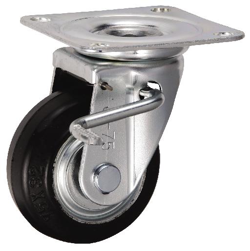 岐阜産研工業(ウカイ) JBタイプ キャスター サイズ75mm 鋼板製ゴム SJB-75