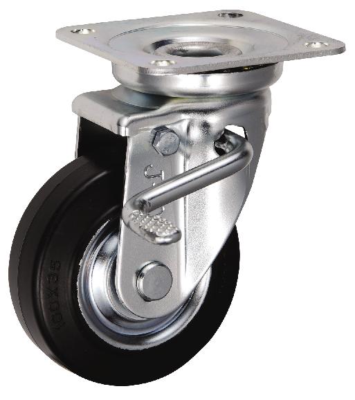 岐阜産研工業(ウカイ) JBタイプ キャスター サイズ100mm 鋼板製ゴム SJB-100
