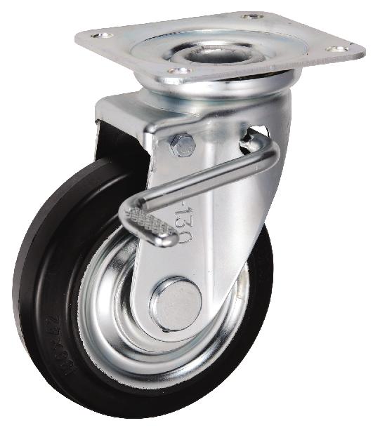 岐阜産研工業(ウカイ) JBタイプ キャスター サイズ130mm 鋼板製ゴム SJB-130