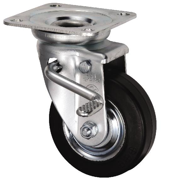 岐阜産研工業(ウカイ) JBタイプ キャスター(左用) サイズ100mm 鋼板製ゴム SJBL-100