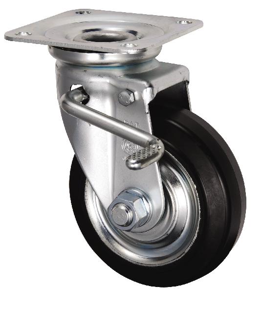 岐阜産研工業(ウカイ) JBタイプ キャスター(左用) サイズ130mm 鋼板製ゴム SJBL-130