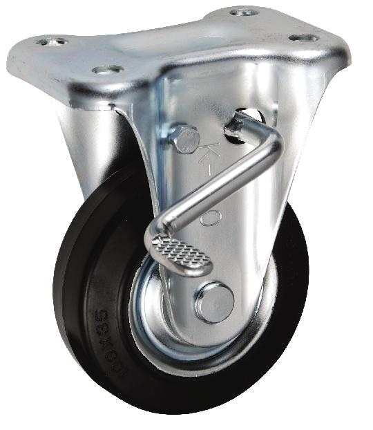 岐阜産研工業(ウカイ) KBZタイプ キャスター サイズ100mm 鋼板製ゴム SKBZ-100