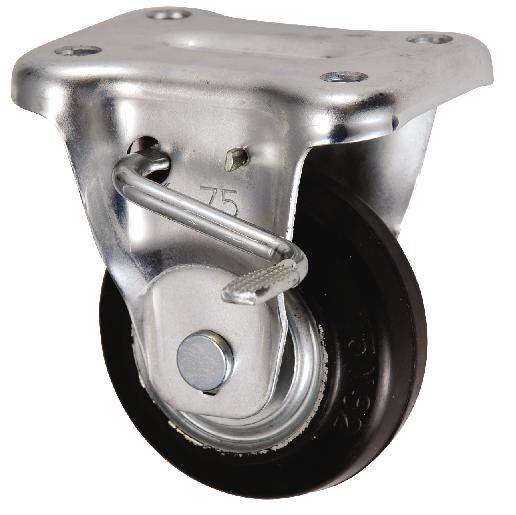 岐阜産研工業(ウカイ) KBZタイプ キャスター(左用) サイズ75mm 鋼板製ゴム SKBZL-75