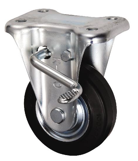 岐阜産研工業(ウカイ) KBZタイプ キャスター(左用) サイズ100mm 鋼板製ゴム SKBZL-100