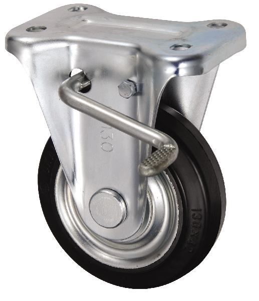 岐阜産研工業(ウカイ) KBZタイプ キャスター(左用) サイズ130mm 鋼板製ゴム SKBZL-130