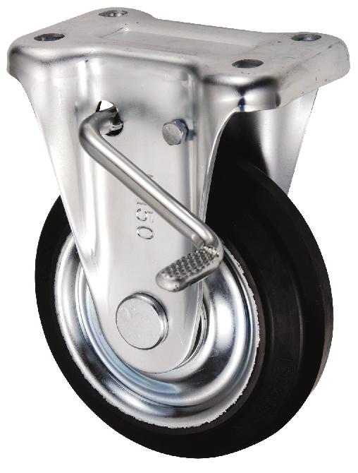 岐阜産研工業(ウカイ) KBZタイプ キャスター(左用) サイズ150mm 鋼板製ゴム SKBZL-150
