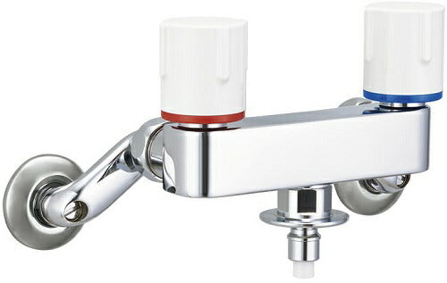 洗濯機用水栓金具 露出タイプ(屋内専用) 緊急止水弁付2ハンドル混合水