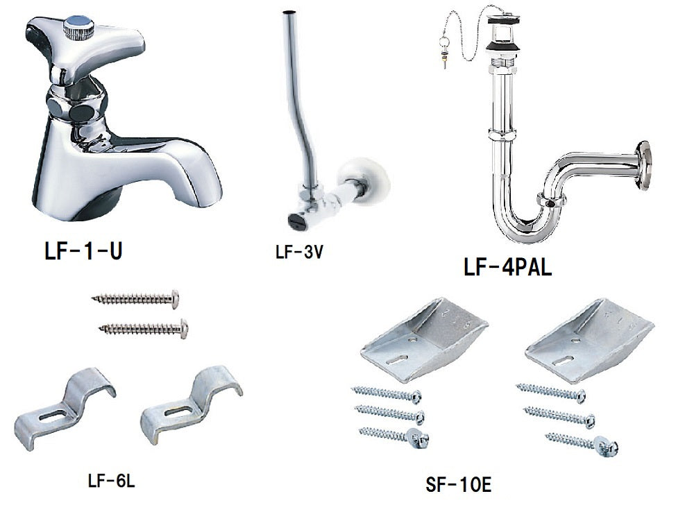 LIXIL(INAX) そで付小形洗面器(水栓穴1)壁排水セット L-132AG/BW1＋LF-1-U+LF-3V+LF-4PAL+LF-6L+SF-10E  – 建材ネットIII