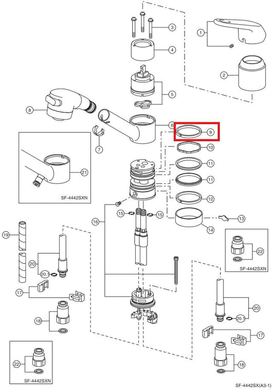 水栓部品  SF-C442SX系自在ワッシャー  18-232