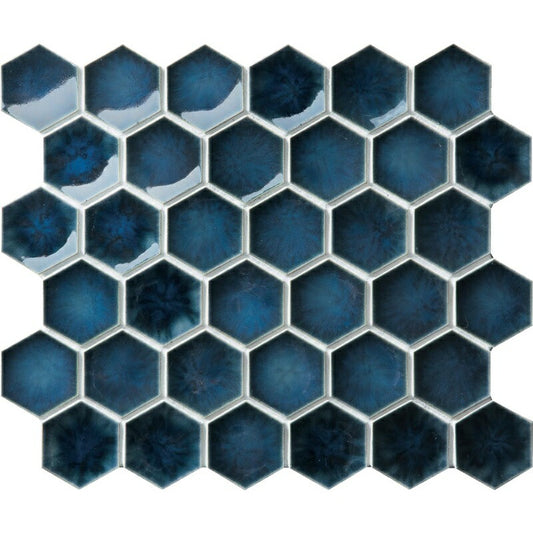 名古屋モザイク  クラフトタイル  デスポート DESPORT  60×52六角形凹面(施釉)  DES-30W[シート]