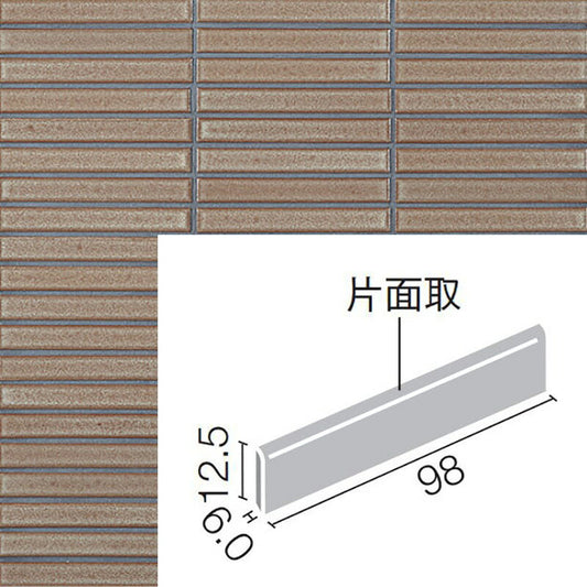 インテリアモザイク 窯変ボーダー  100x15mm角ボーダー片面取(長辺) IM-1016/YB3H(U)[枚]