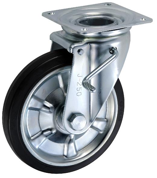 岐阜産研工業(ウカイ)  JBタイプ キャスター サイズ250mm 鋼板製ゴム  SJB-250