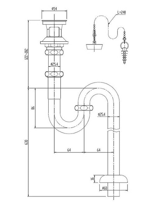 ゴム栓式排水Ｓトラップ LF-10SAL